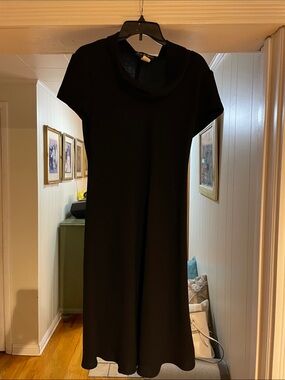 Classic Black Short-Sleeve A-Line Dress